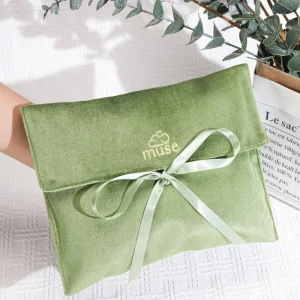 Custom Logo Printed Velvet Envelope Handbag Underwear Storage Pouch With Ribbon Luxury Velvet Envelope Dust Bag