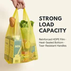 Custom Logo Printed Waterproof HDPE T Shirt Vest Carrier Shopping Bag for Supermarket Grocery Retail Promotion