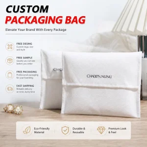 Custom Logo Printing Canvas Flap Gift Comb Jewelry Bag With Ribbon Green Soild Cotton Envelope Packaging Dust Pouch