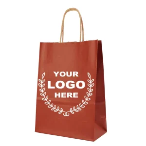 Custom Logo Printing Dark Red Merchandise Paper Bags with Twisted Handles for Premium Retail Packaging