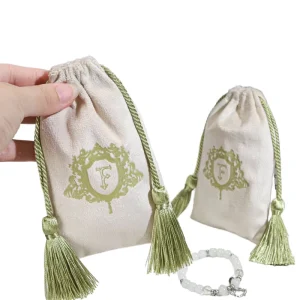 Custom Logo Printing Embossed Velvet Pouch Packaging for Handbags Shoes Clothes Dust Bag Bulk Lot Black Tassel Gift Bags