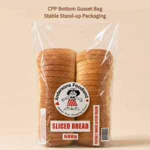Custom Logo Printing Food Grade Transparent CPP Plastic Bread Packaging Bags Side Gusset Bag Supermarkets