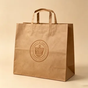 Custom Logo Printing Heavy Duty Bolsas Papel Brown Craft Paper Kraft SOS Bag Takeaway for Restaurant Food Service Bread Delivery