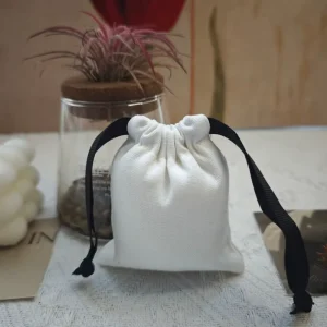 Custom Logo Printing Organic Natural Cotton Canvas Drawstring Bag Environmental Packing Dust Pouch Jewelry Bag