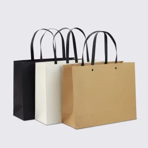 Custom Logo Printing Paper Shopping Bags White Black Brown Kraft Paper Carrier Bags