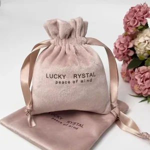 Custom Logo Printing Soft Light Blue Plush Velvet Pouch Packaging Velvet Pouch for Handbags Shoes Clothes Dust Bag