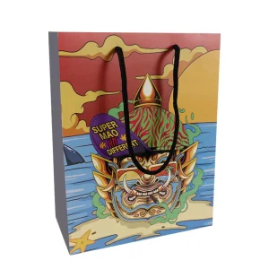 Custom Logo Recyclable Classic Art Paper Shopping Bags with Matte Lamination Cotton Rope Handle for Promotion & Supermarket Use