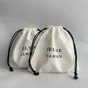 Custom Logo Recyclable Cotton Drawstring Pouch Canvas Gift Jewelry Pouch Dust Bag Packaging for Handbags Clothes Shoes
