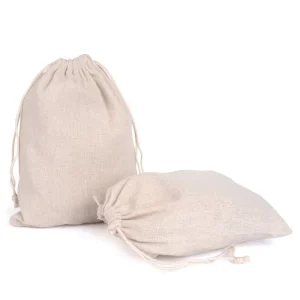 Custom Logo Recyclable Cotton Linen Dust Drawstring Gift Bag Fabric Packaging for Textile Products