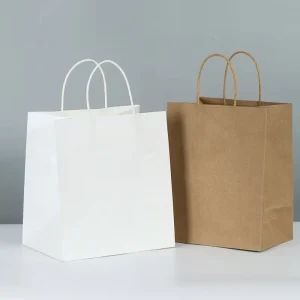 Custom Logo Recyclable Kraft Paper Bag Multi Color Black White Brown for Takeaway Food & Promotion Use