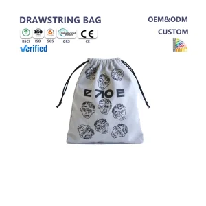 Custom Logo Recyclable Luxury Drawstring Dust-proof Bag for Storage and Gift Packaging
