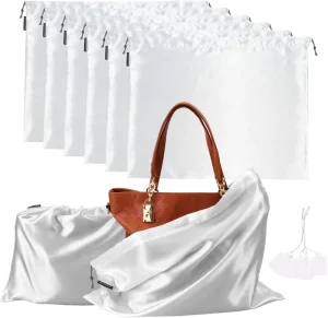 Custom Logo Satin Silk Dust Bag for Handbags Travel Silk Storage Bag Drawstring Multi-dimension DIY Color