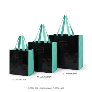 Custom Logo Screen Printed Laminated Eco Friendly PP Woven Reusable Shopping Tote Bag Waterproof Promotional Supermarket Gift
