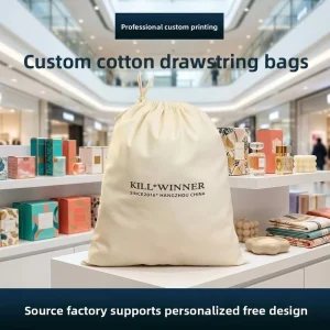 Custom Logo Silk Satin Dust Bag Luxury Satin Drawstring Pouch for Gift Packaging