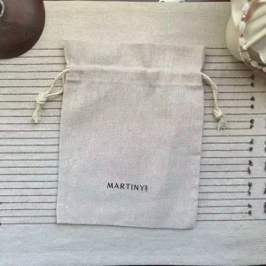 Custom Logo Silk Screen Printed Cotton Drawstring Dust Bag Recyclable Small Gift Packaging Pouch Bag Jewelry