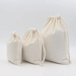 Custom Logo Size Eco Friendly Recycled Cotton Canvas Tote Bag Drawstring Dust Bag Durable Jewelry Pouch Shoes Dust Bag