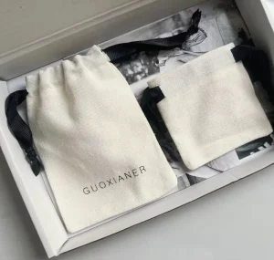 Custom Logo Size Reusable Gift Jewelry Packaging Dust Pouch Organic Canvas Cotton Drawstring Bag