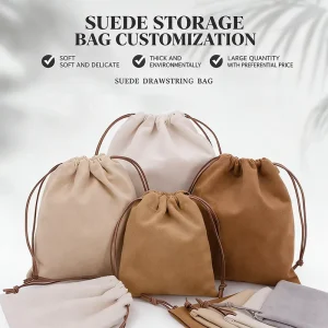 Custom Logo Small Jewelry Pouches Small Drawstring Suede Packing Gift Bag Jewelry Luxury Drawstring Dust Bag