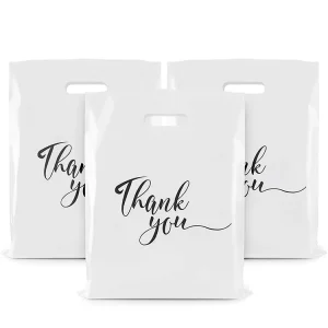 Custom Logo Thank You Shopping Bag Plastic Die Cut Handle Merchandise Bags for Clothing Clothes