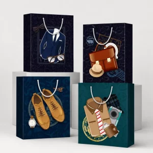 Custom Logo Thick White Card Paper Bags with Handles Reusable Shopping Gift Packaging Bags for Clothing Shoes Events and Parties
