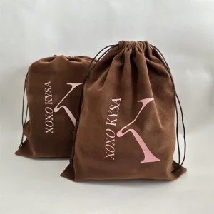 Custom Logo Velvet Drawstring Bag Suede Gift Dust Bag for Shoes Underwear Travel Toiletry Adult Products Cosmetic Packaging
