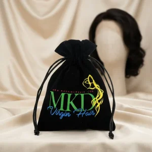 Custom Logo Velvet Drawstring Pouch for Wigs Large Flannel Jewelry Packaging Pouch Suede Gift Bag Wedding Favors Perfume
