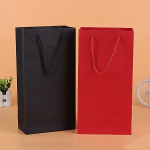 Custom Logo Wine Art Paper Gift Bags with Twisted Handles Eco Friendly Biodegradable Bags for Wine Bottles Packaging