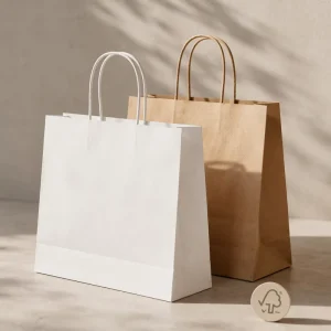 Custom Luxury Brown Kraft Paper Bags with Your Own Logo Printed for Promotion & Supermarket Use Recyclable Grocery Packaging