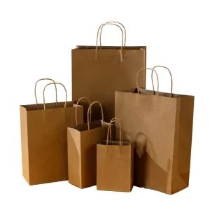 Custom Luxury Brown Kraft Paper Bags with Your Own Logo Printed for Promotion & Supermarket Use Recyclable Grocery Packaging