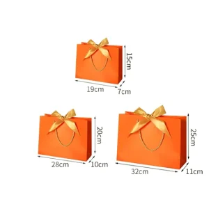 Custom Luxury Coated Paper Shopping Gift Bags with Logo Ribbon Handle Biodegradable Promotion Supermarket Bags