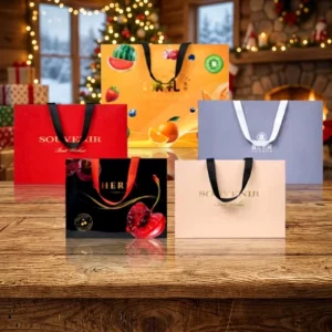 Custom Luxury Eco Friendly Classic Paper Bags Twisted Handles Personalized Kraft Shopping Gift Packaging for Promotion Your Own