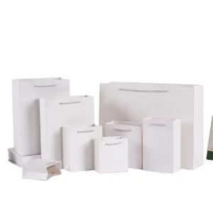Custom Luxury Eco Friendly Promotion Gift Bags White Paper Cards Black & Red Shopping Bags With LOGO Printing