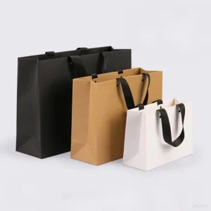 Custom Luxury Kraft Paper Gift Shopping Bag with Ribbon Handles for Business Logo Packaging Paper Bags with Your Own logo