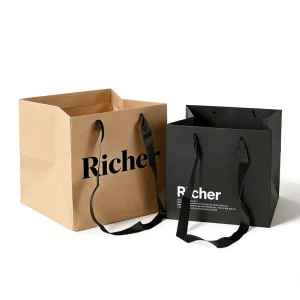 Custom Luxury Kraft Paper Shopping Bag Biodegradable Recycled Materials Eco Friendly Promotion Gift Carrier Bag Custom Size