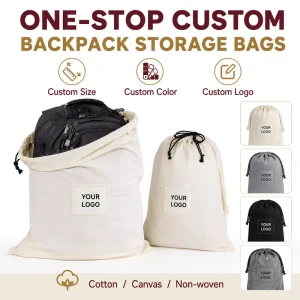 Custom Luxury Large Bulk White Wash Purse Packaging Backpack Cover Storage Drawstring Shoe Pouch Dust Bag for Handbag With Logo