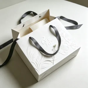 Custom Luxury Paper Bag Art Embossing Food Reusable Hot Stamping Gift Shopping Paper Bag Full Print Retail Bags Custom logo