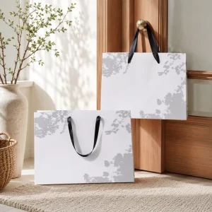 Custom Luxury Paper Bag Art Embossing Food Reusable Hot Stamping Gift Shopping Paper Bag Full Print Retail Bags Custom logo
