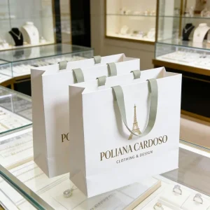 Custom Luxury Paper Shopping Bags with Ribbon Handles Eco Friendly Recyclable Carrier Bags for Business Promotions