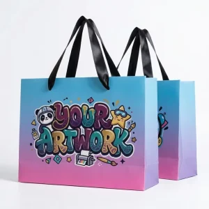 Custom Luxury Paper Shopping Bags with Ribbon Handles Eco-friendly Art Paper Gift Bag for Clothing Boutique Retail Packaging