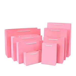Custom Luxury Pink Paperboard Bag with Handles for Promotion