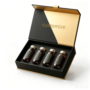 Custom Luxury Rigid Box Recycled Materials Embossing Sponge Lining Magnetic Closure for Supplements Oral Liquids Enzymes