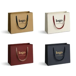 Custom Luxury Shopping Paper Bag with Ribbon Handle for Business Logo Packaging Paper Bags