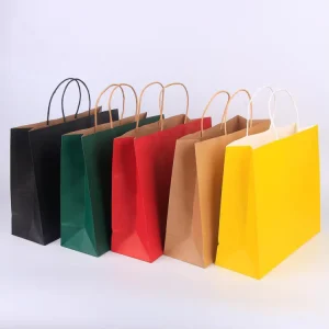 Custom Luxury Twisted Paper Handle Gift Box Shopping Kraft Paper Bag Printed Logo for Supermarket Manufacturers’ Offer
