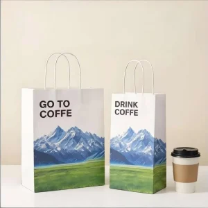 Custom Manufactured Eco Friendly Durable Heavy Duty Food Grade Kraft Paper Bags Silk Screen Printing for Bakery Burger Fast Food