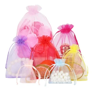 Custom Mesh BOPP Organza Gift Jewelry Pouch Packaging Organza Bag Storage for Party Wedding Christmas
