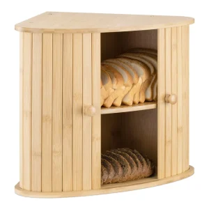 Custom Modern Rectangle Bamboo Wood Bread Box Sliding Door Eco Friendly Sustainable Large Capacity Freshness