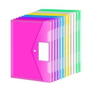 Custom Multi Color PVC Translucent A4 A5 Envelope Clear Plastic Document File Folder Bag with Label Pocket for Filing