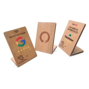 Custom Nfc Plate Wooden Google Review Board Stand Custom Made With Qr Code