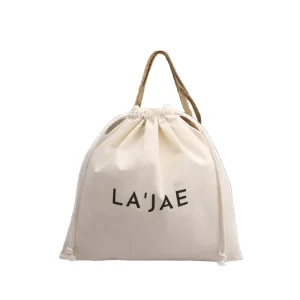 Custom Organic Cotton Drawstring Pouch Security for Luxury Underwear Storage Dust Bag Logo Printed Clothing Shoes Socks Toys