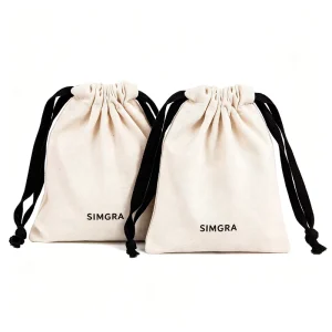 Custom Organic Cotton Recycled Size Small Reusable White Muslin Cloth Dust Pouch Drawstring Bag Logo Double String for Jewelry